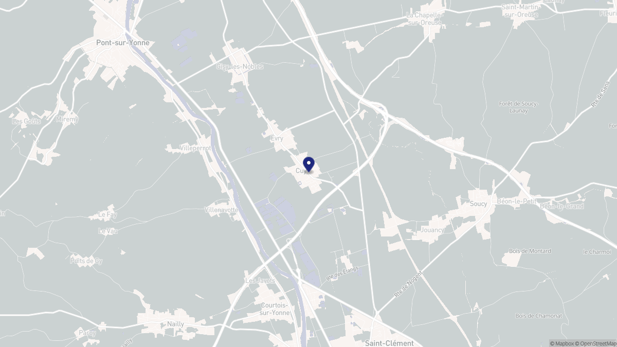 Aperçu cartographique de Cuy, centré sur la commune