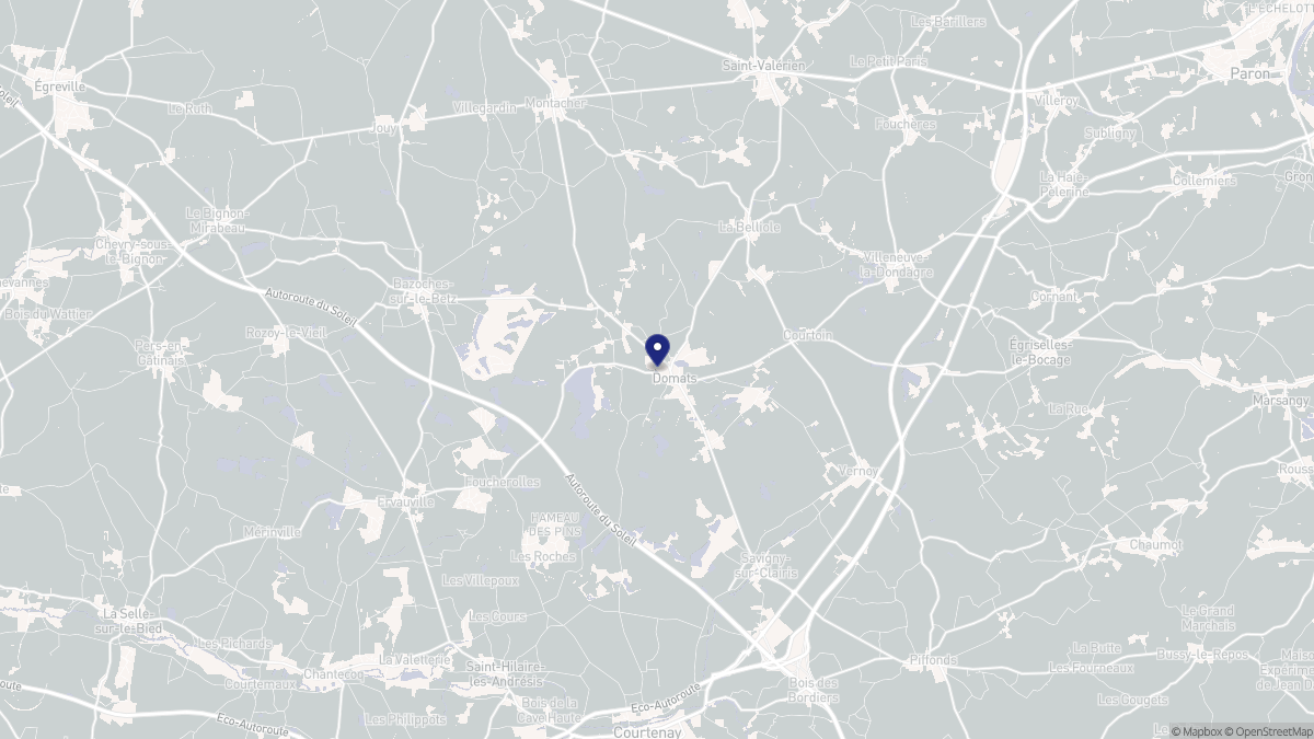 Aperçu cartographique de Domats, centré sur la commune