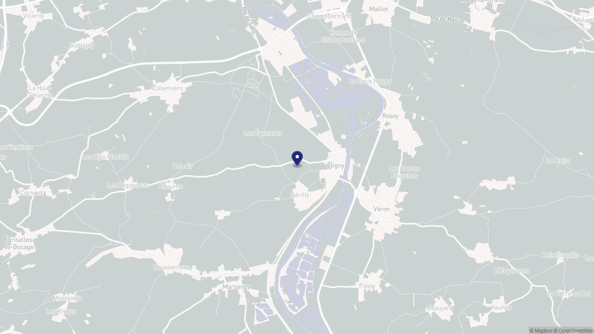 Aperçu cartographique de Étigny, centré sur la commune