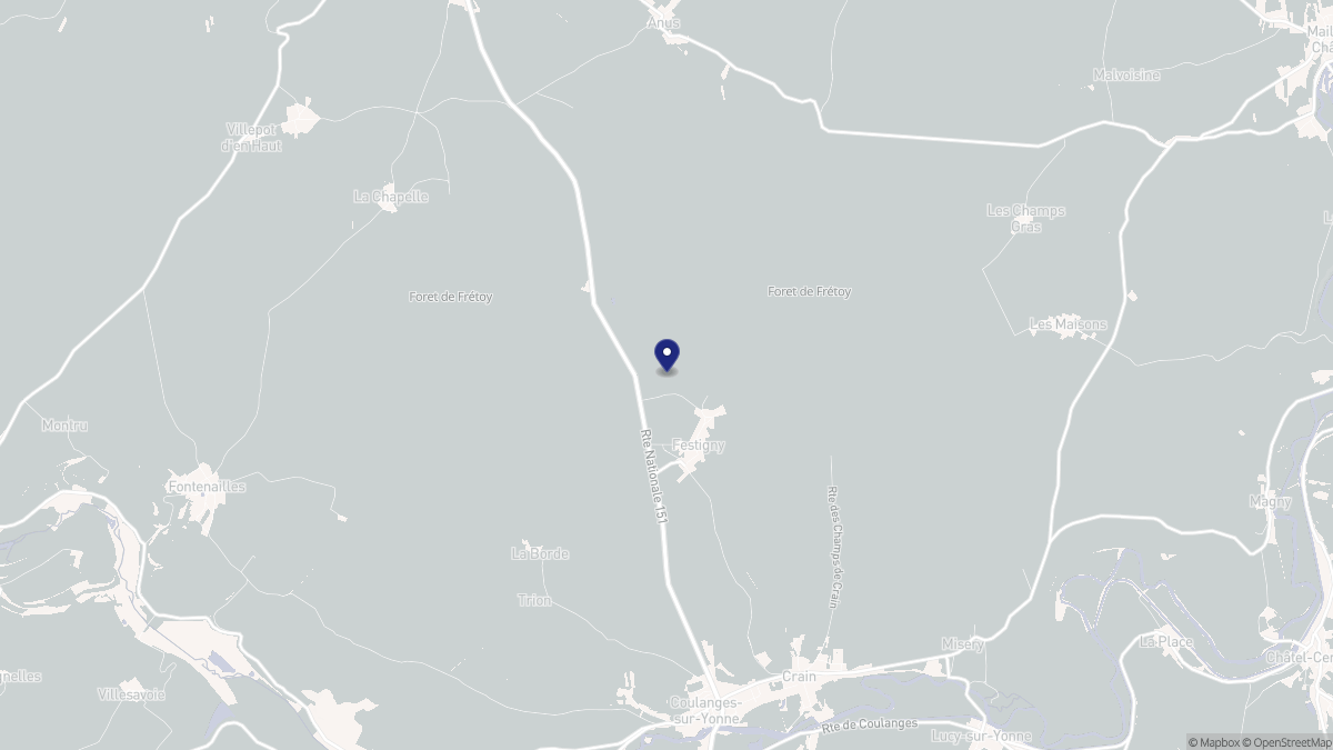 Aperçu cartographique de Festigny, centré sur la commune
