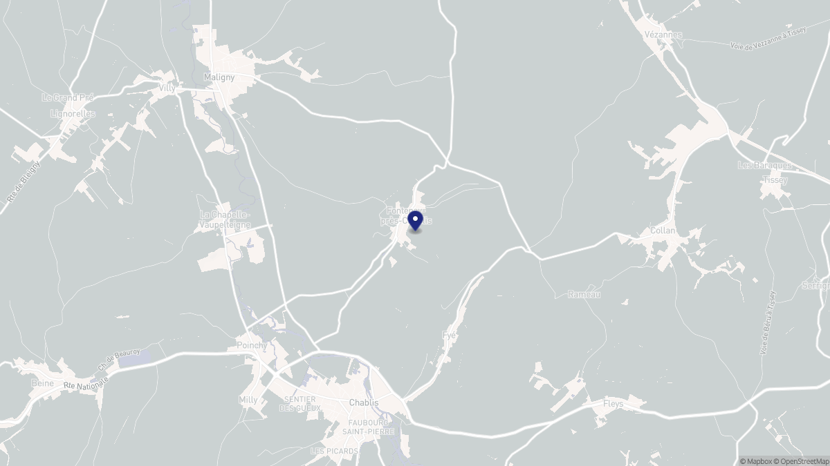 Aperçu cartographique de Fontenay-près-Chablis, centré sur la commune