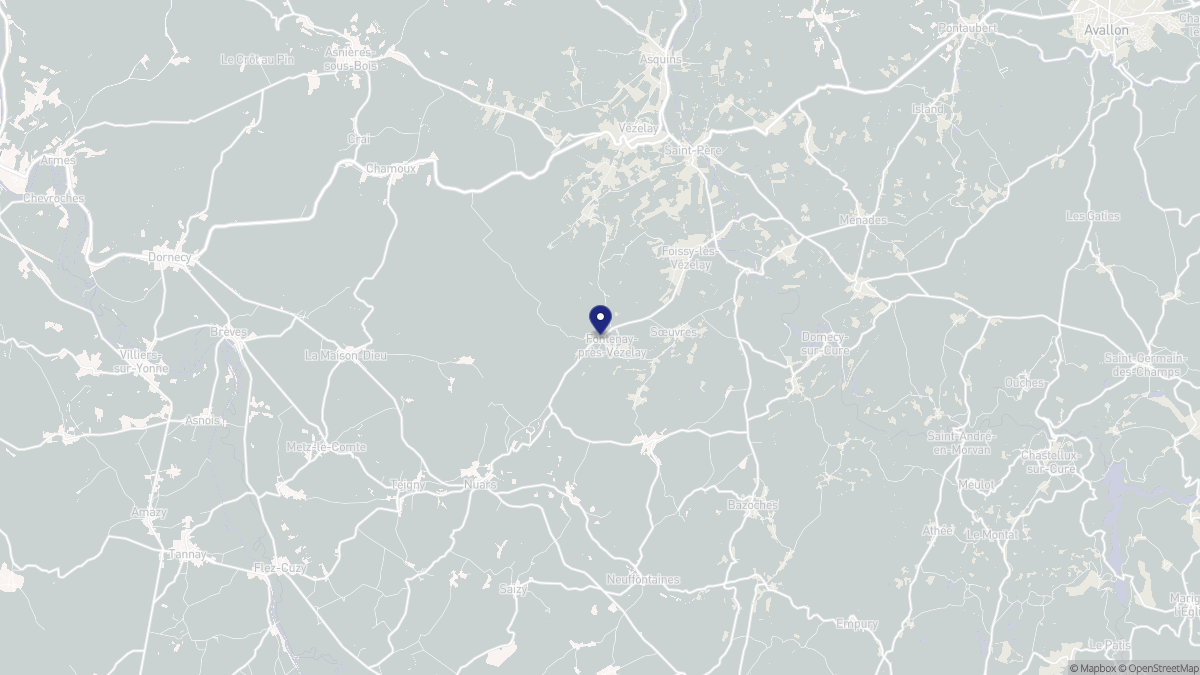 Aperçu cartographique de Fontenay-près-Vézelay, centré sur la commune