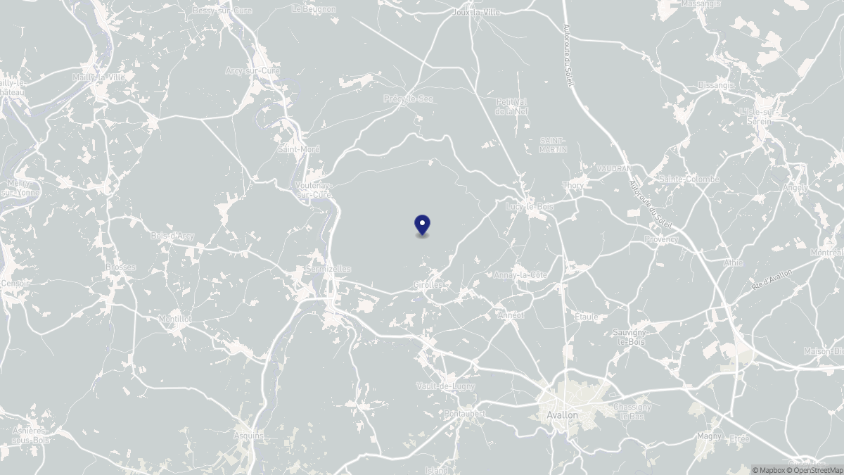 Aperçu cartographique de Girolles, centré sur la commune