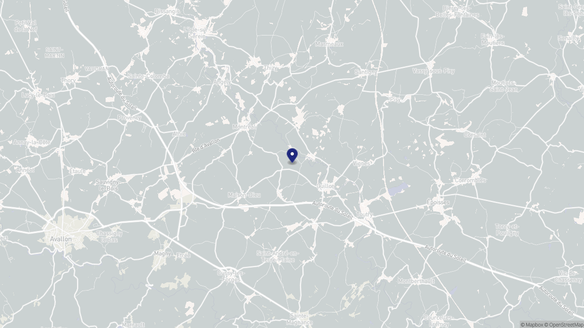 Aperçu cartographique de Guillon-Terre-Plaine, centré sur la commune