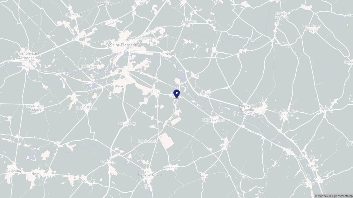 Aperçu cartographique de Jaulges, centré sur la commune