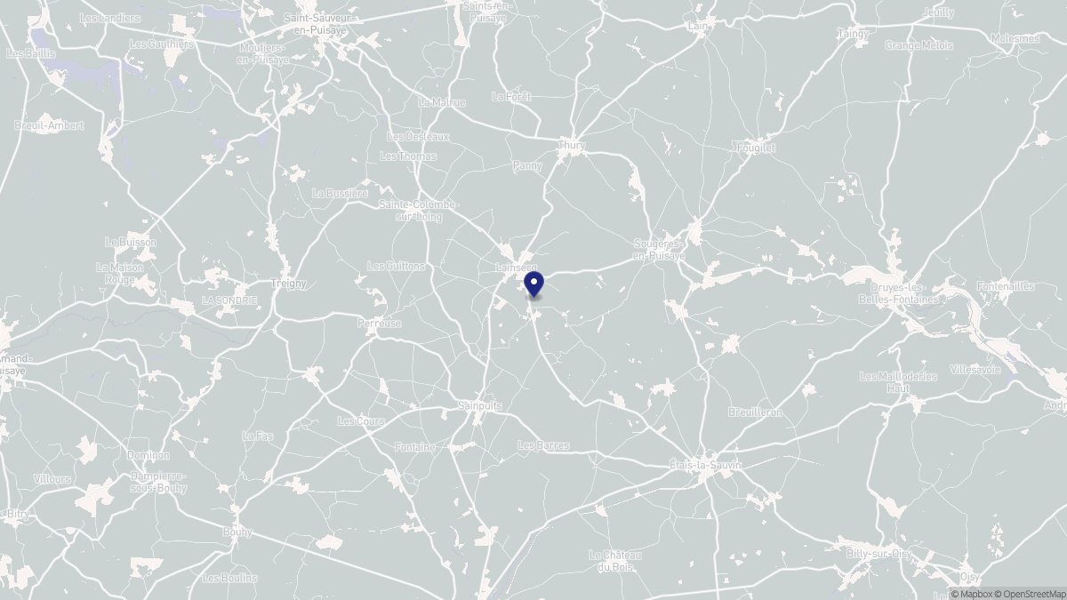 Aperçu cartographique de Lainsecq, centré sur la commune