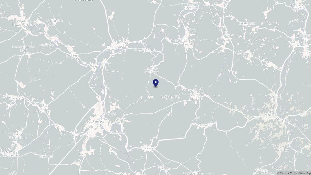 Aperçu cartographique de Lichères-sur-Yonne, centré sur la commune