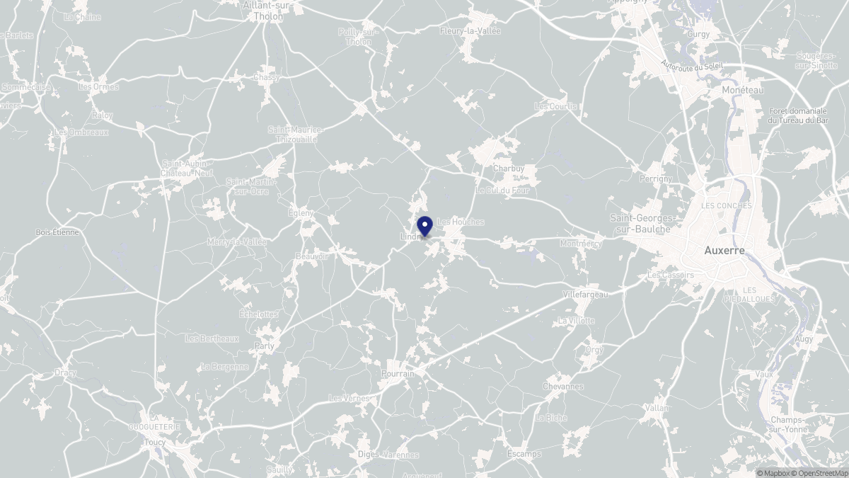 Aperçu cartographique de Lindry, centré sur la commune