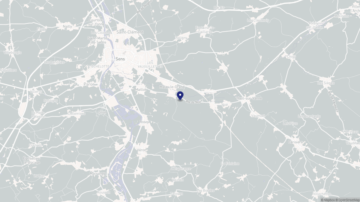 Aperçu cartographique de Malay-le-Grand, centré sur la commune