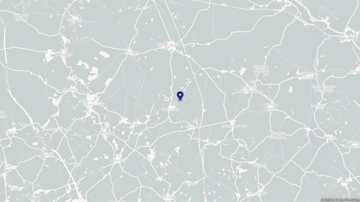 Aperçu cartographique de Marmeaux, centré sur la commune