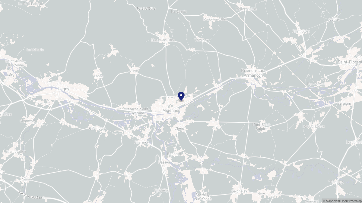Aperçu cartographique de Migennes, centré sur la commune
