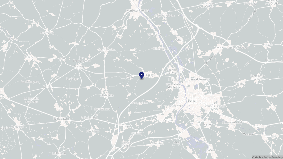 Aperçu cartographique de Nailly, centré sur la commune
