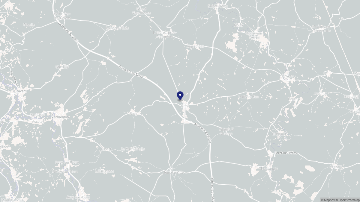 Aperçu cartographique de Nitry, centré sur la commune