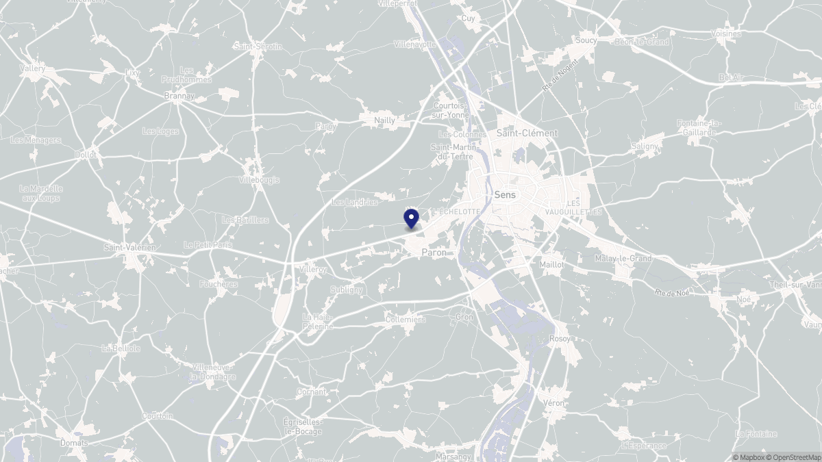 Aperçu cartographique de Paron, centré sur la commune