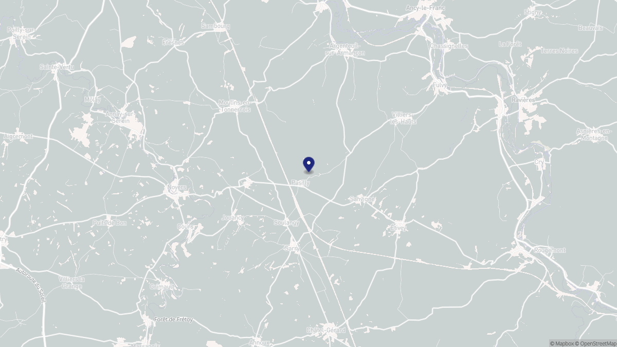 Aperçu cartographique de Pasilly, centré sur la commune