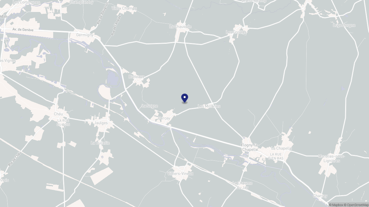Aperçu cartographique de Percey, centré sur la commune