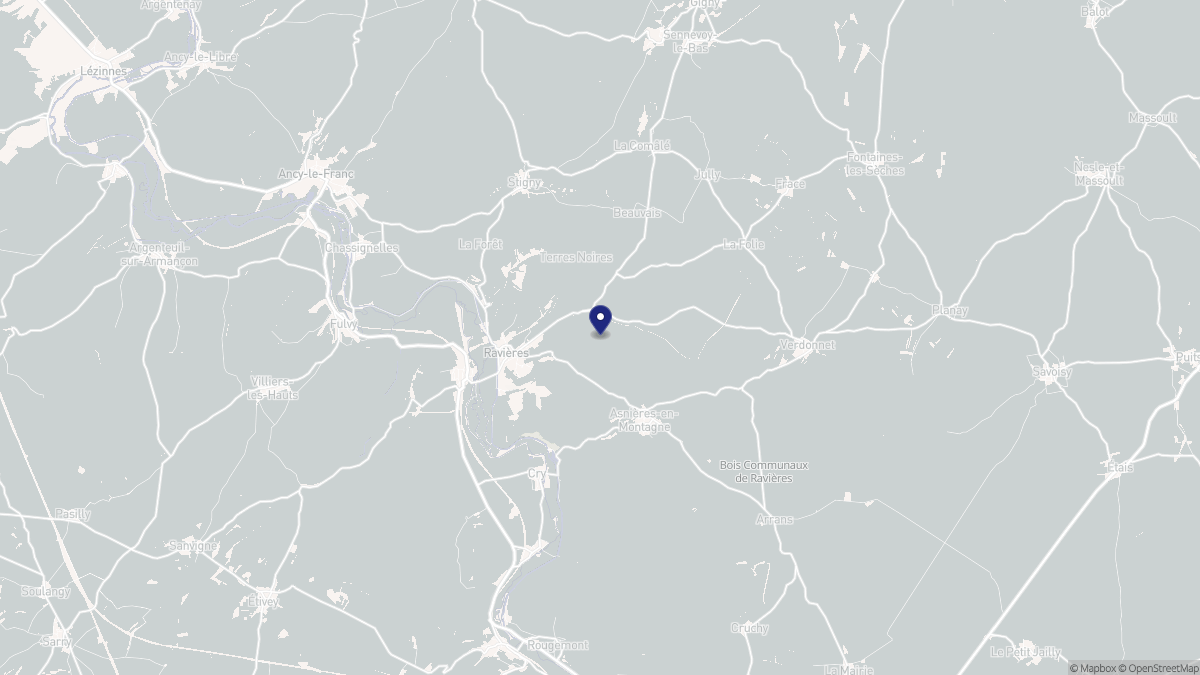 Aperçu cartographique de Ravières, centré sur la commune