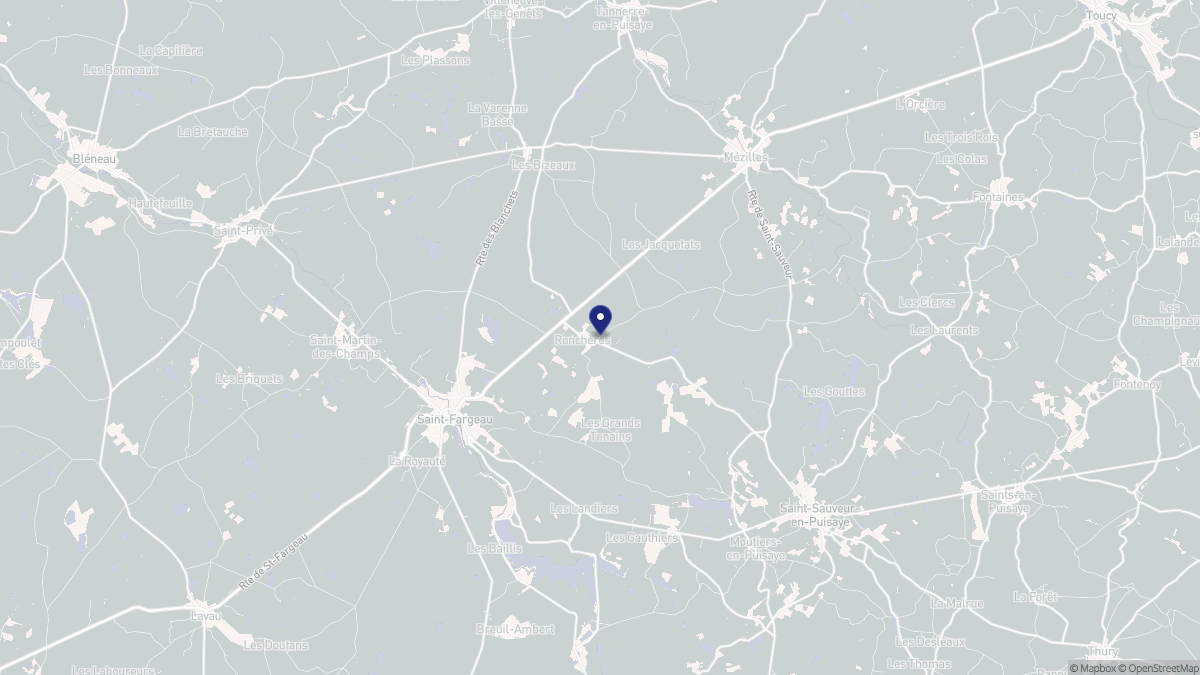 Aperçu cartographique de Ronchères, centré sur la commune
