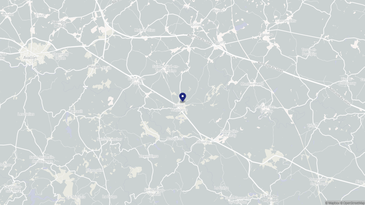 Aperçu cartographique de Sainte-Magnance, centré sur la commune
