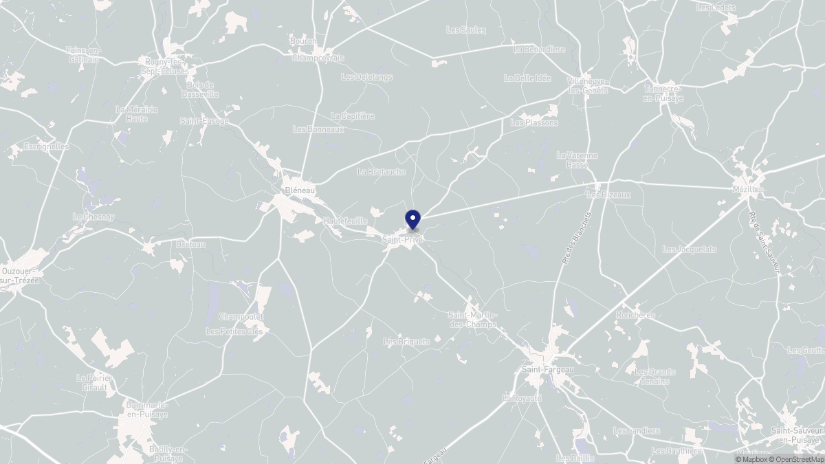 Aperçu cartographique de Saint-Privé, centré sur la commune