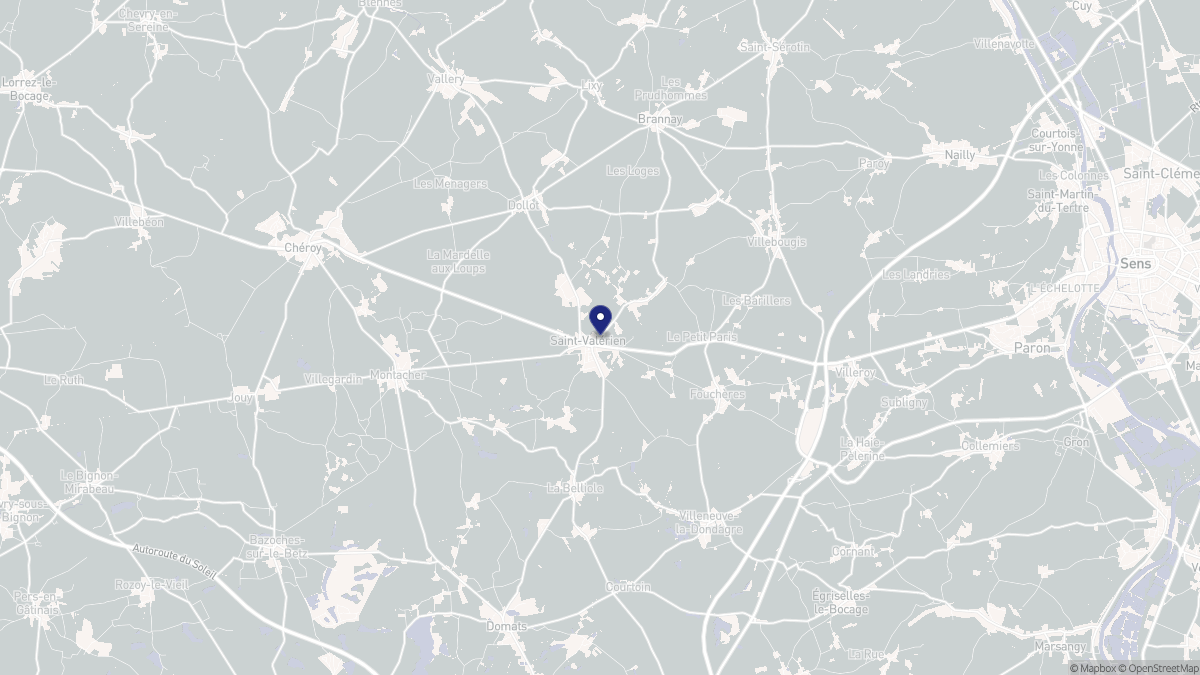 Aperçu cartographique de Saint-Valérien, centré sur la commune
