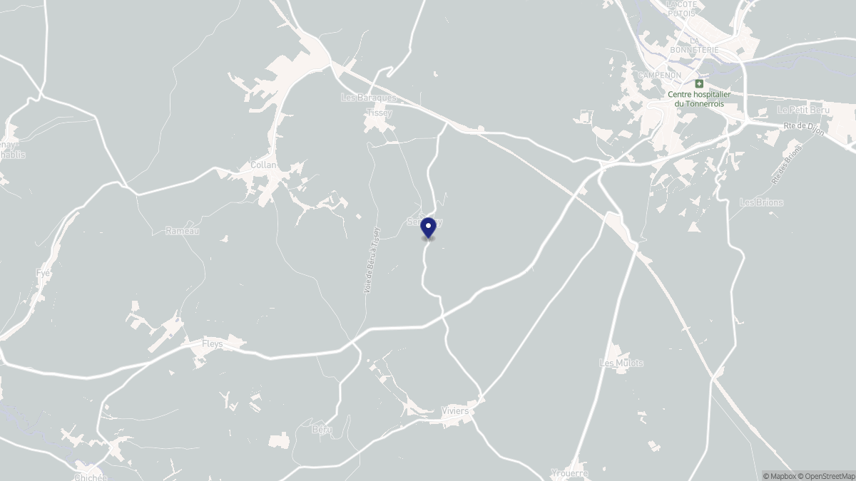 Aperçu cartographique de Serrigny, centré sur la commune
