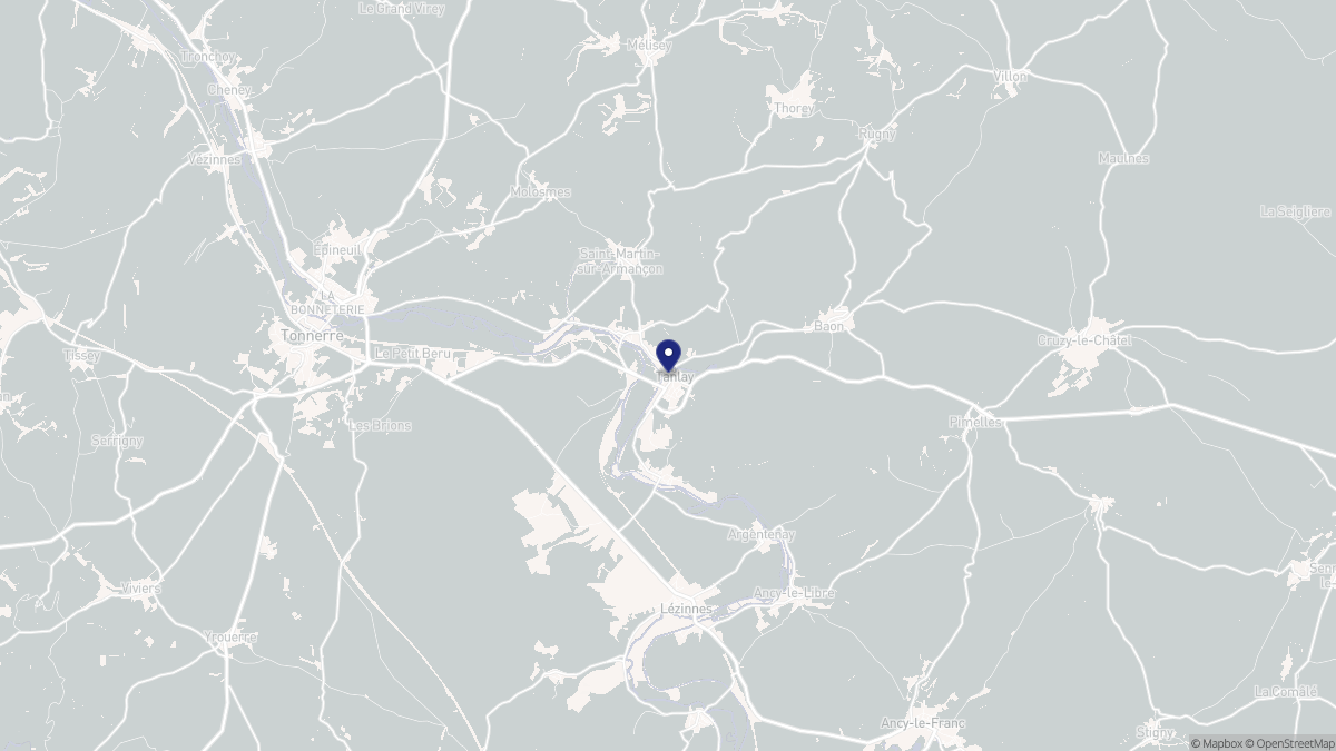 Aperçu cartographique de Tanlay, centré sur la commune