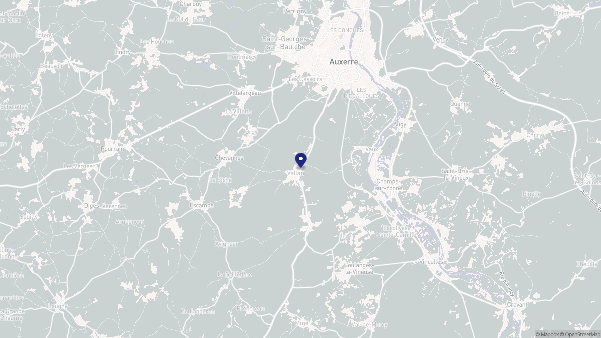 Aperçu cartographique de Vallan, centré sur la commune