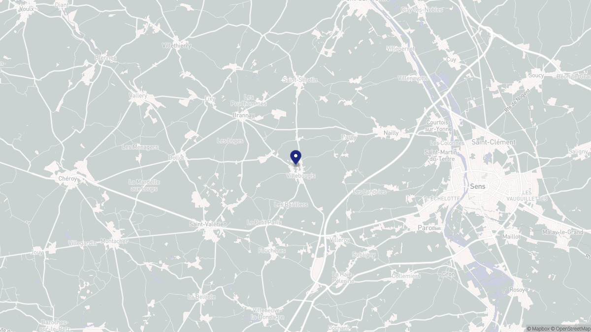 Aperçu cartographique de Villebougis, centré sur la commune