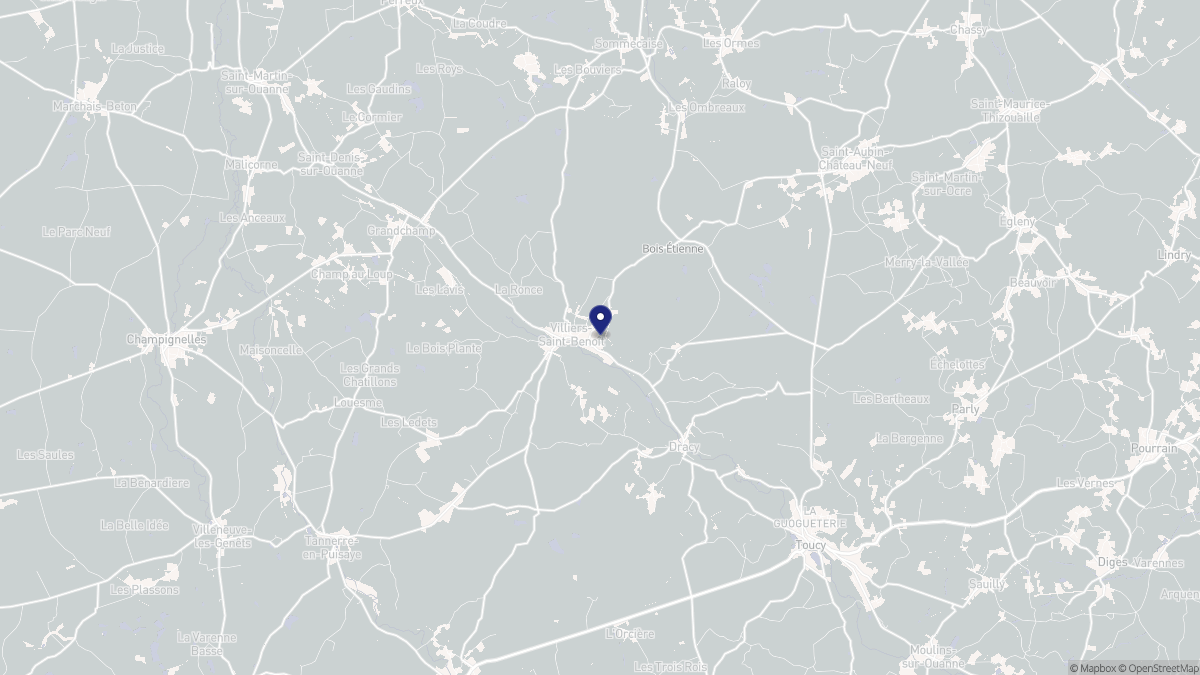 Aperçu cartographique de Villiers-Saint-Benoît, centré sur la commune