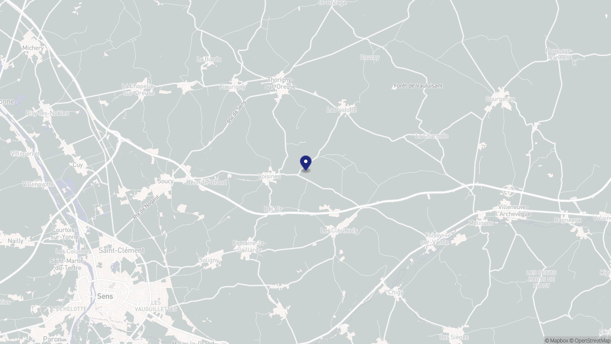Aperçu cartographique de Voisines, centré sur la commune