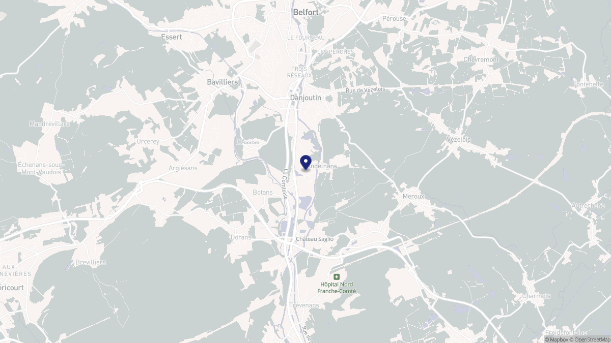 Aperçu cartographique de Andelnans, centré sur la commune
