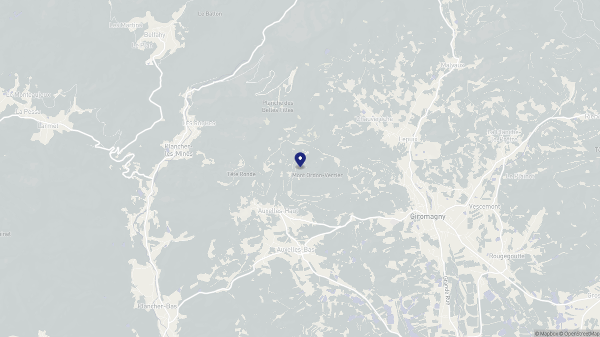 Aperçu cartographique de Auxelles-Haut, centré sur la commune