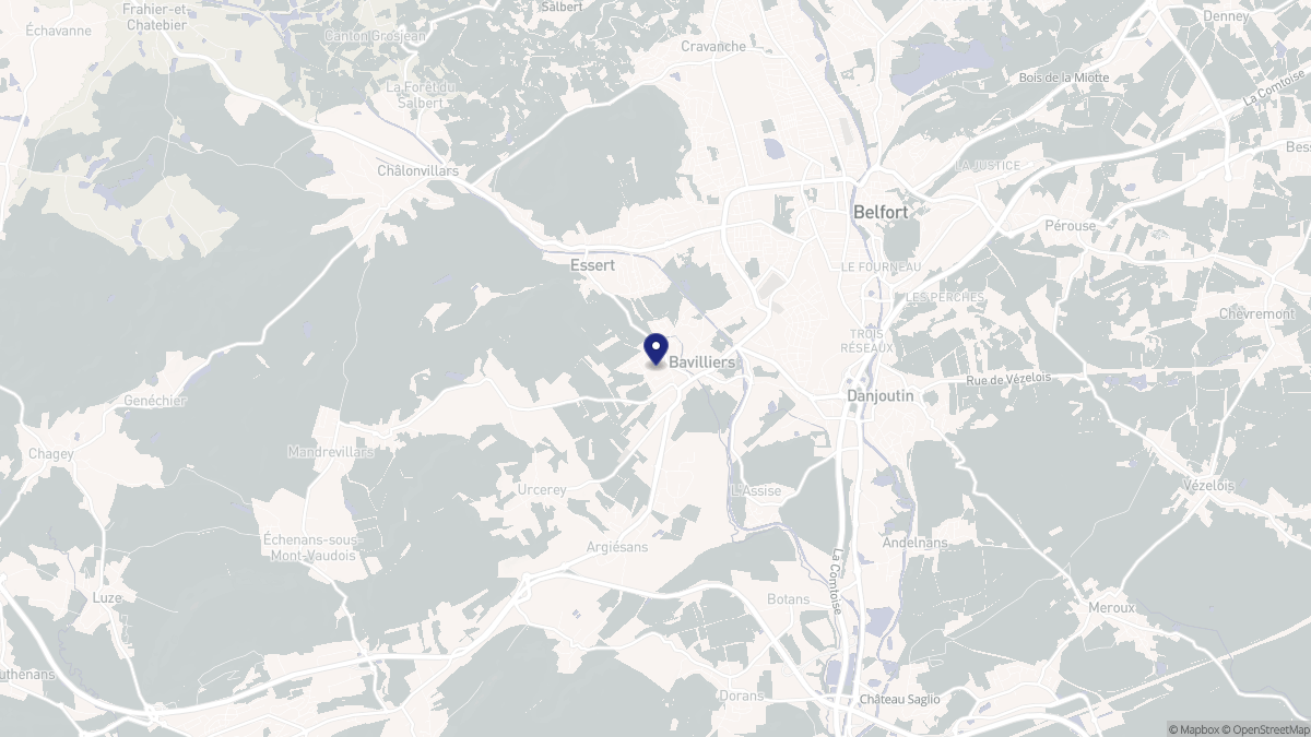 Aperçu cartographique de Bavilliers, centré sur la commune