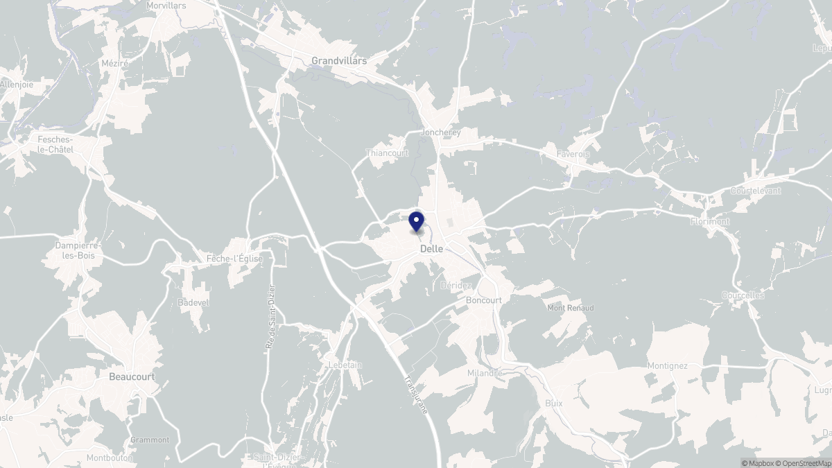 Aperçu cartographique de Delle, centré sur la commune