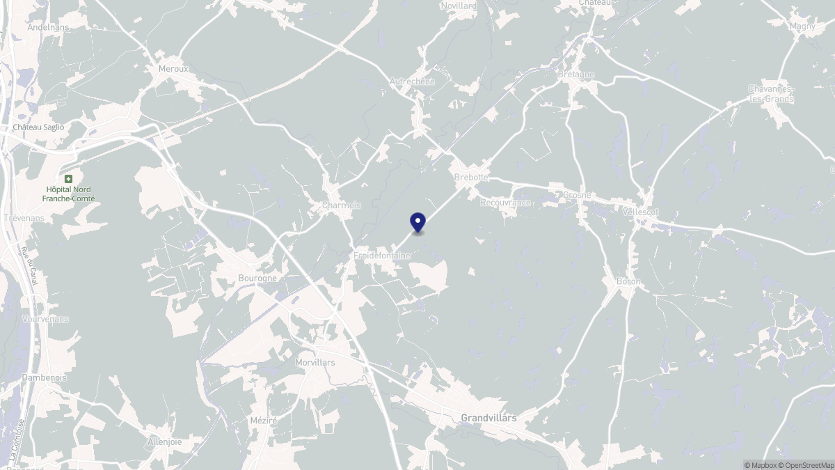 Aperçu cartographique de Froidefontaine, centré sur la commune