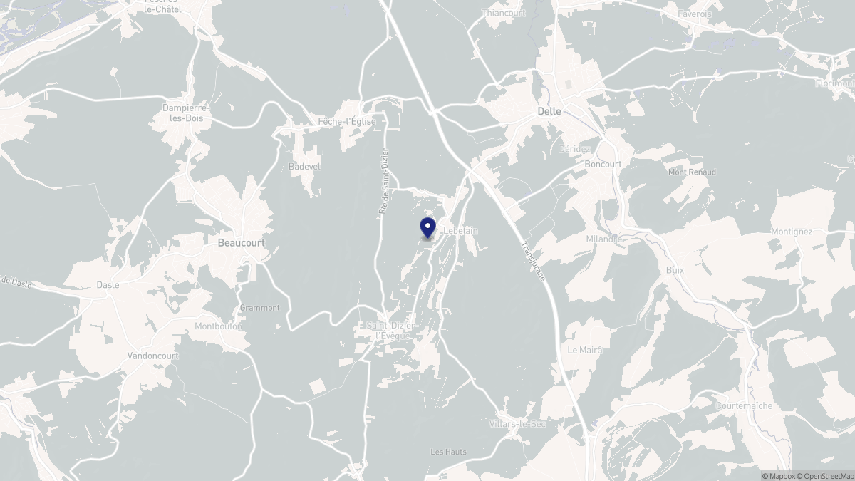 Aperçu cartographique de Lebetain, centré sur la commune