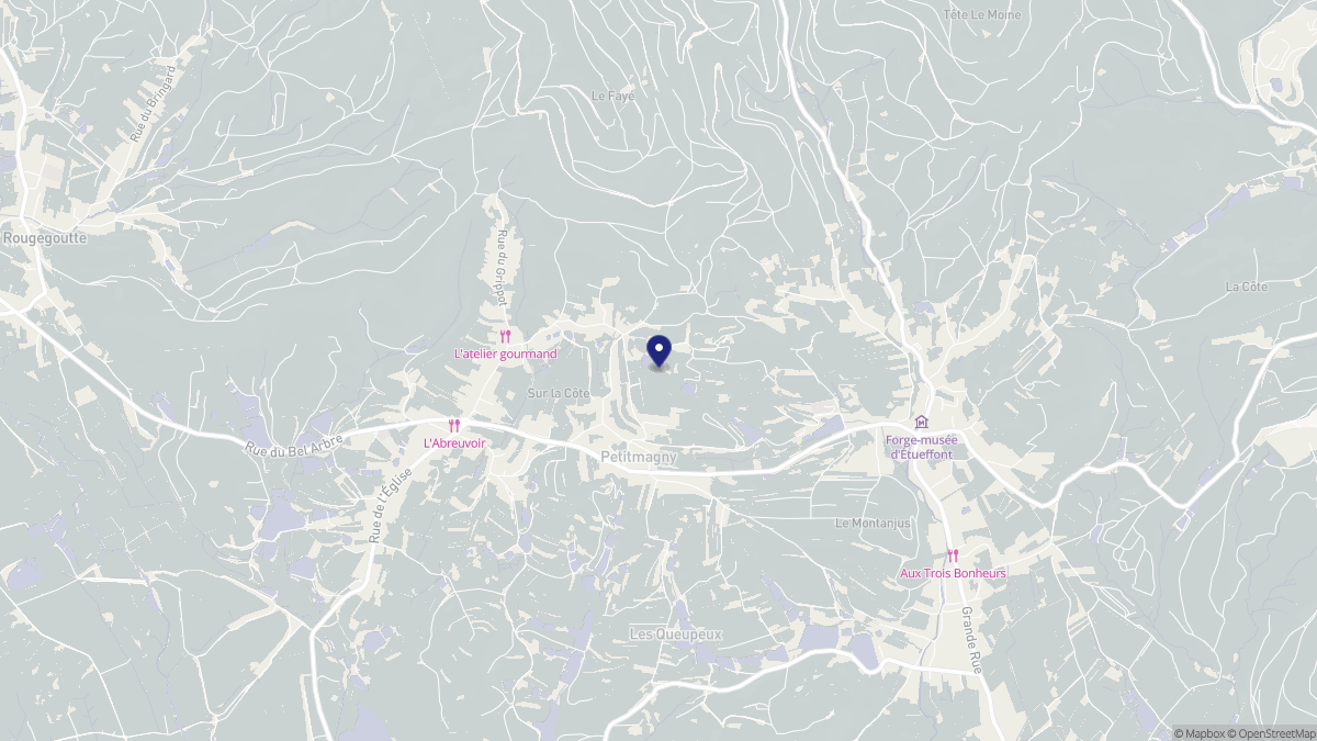 Aperçu cartographique de Petitmagny, centré sur la commune