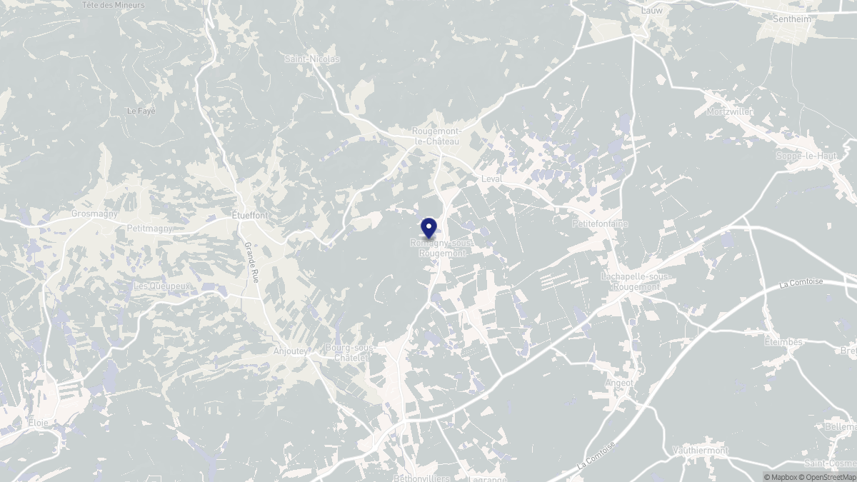 Aperçu cartographique de Romagny-sous-Rougemont, centré sur la commune