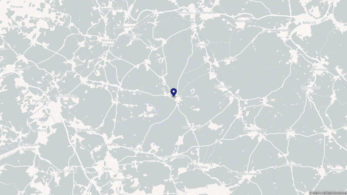 Aperçu cartographique de Suarce, centré sur la commune