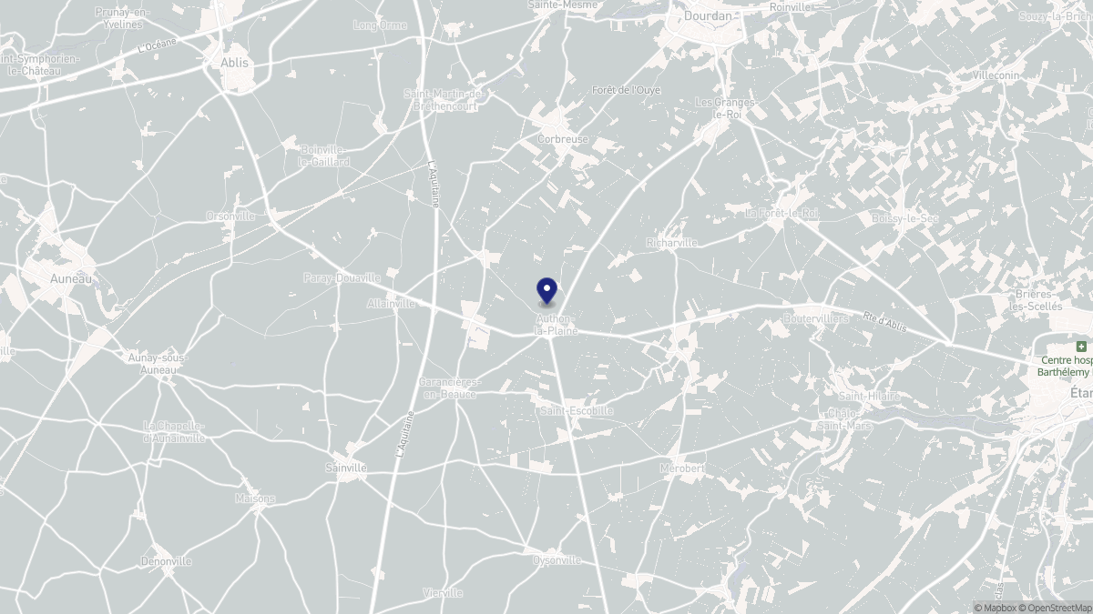 Aperçu cartographique de Authon-la-Plaine, centré sur la commune