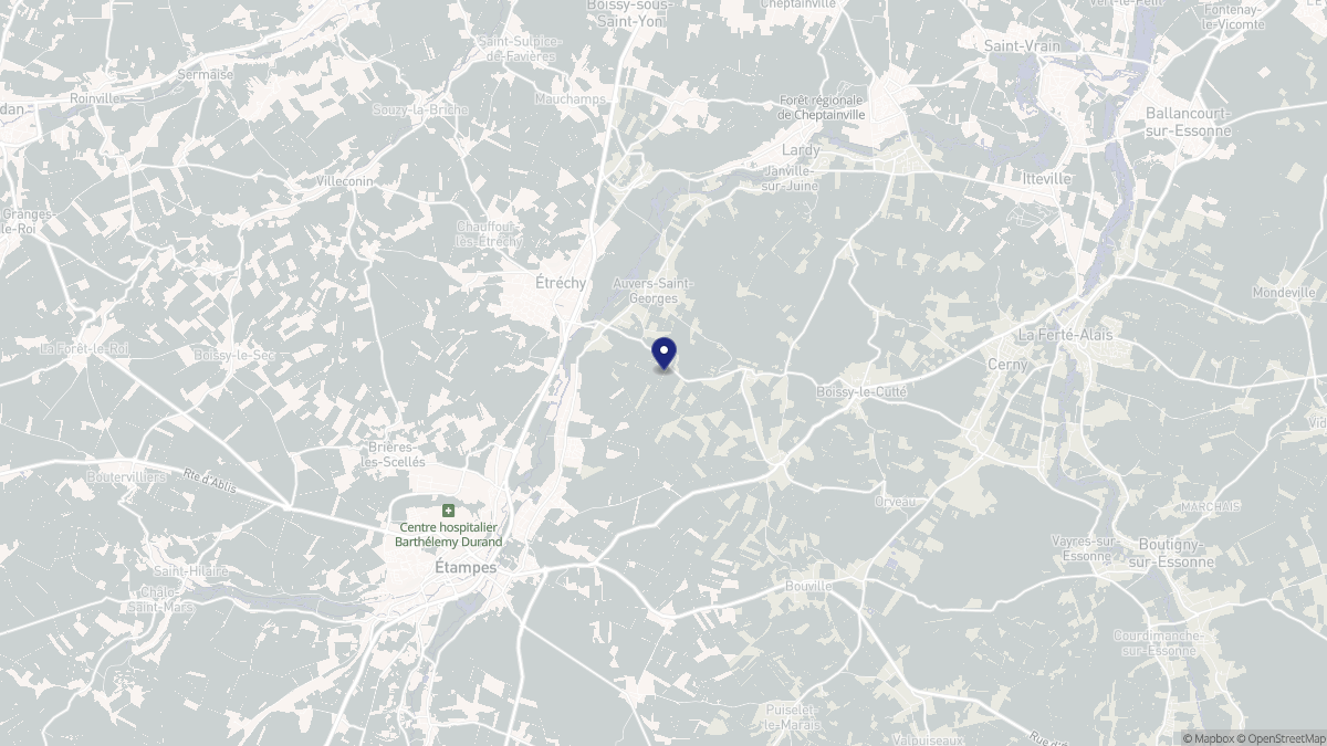 Aperçu cartographique de Auvers-Saint-Georges, centré sur la commune