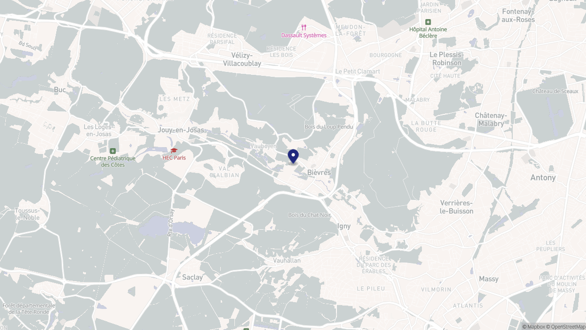Aperçu cartographique de Bièvres, centré sur la commune