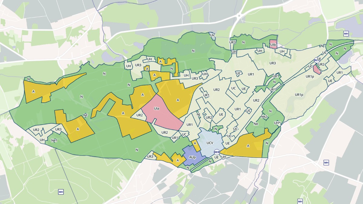 Aperçu cartographique de Breuillet, centré sur la commune