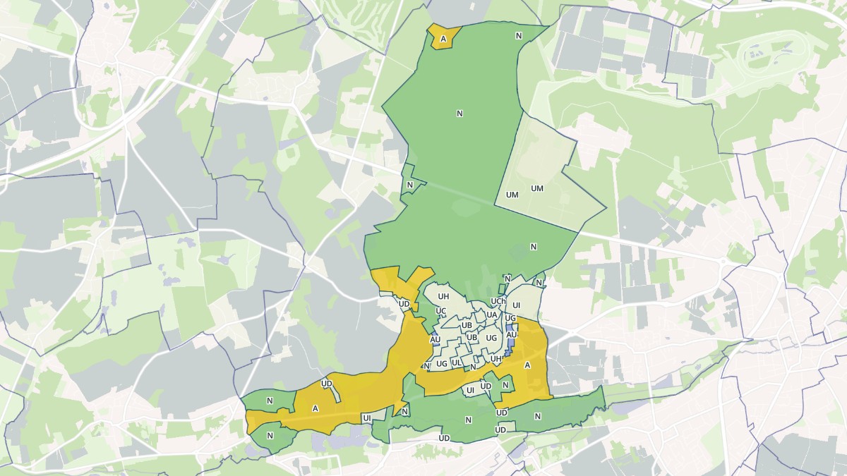 Aperçu cartographique de Bruyères-le-Châtel, centré sur la commune