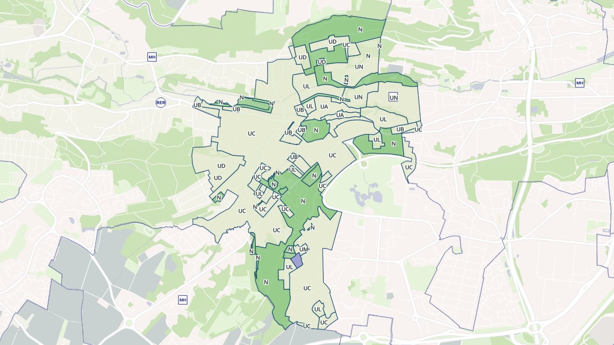Aperçu cartographique de Bures-sur-Yvette, centré sur la commune