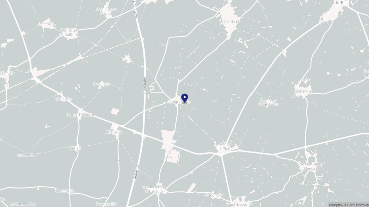 Aperçu cartographique de Chatignonville, centré sur la commune