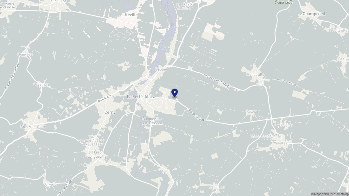 Aperçu cartographique de La Ferté-Alais, centré sur la commune