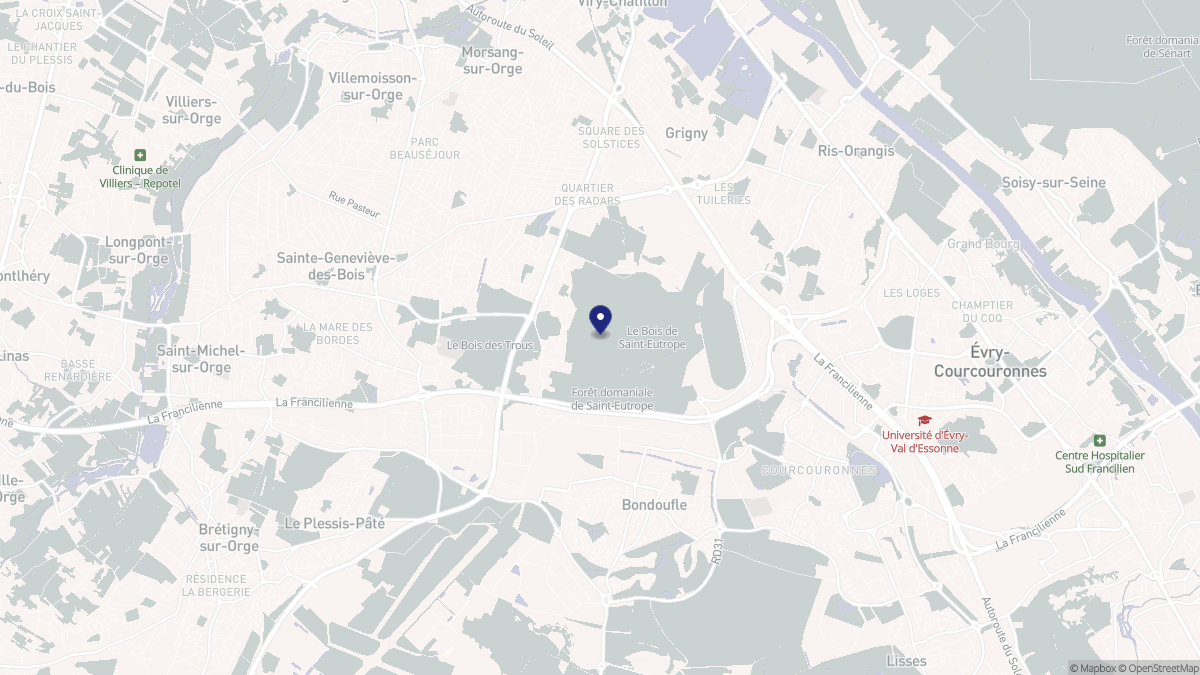 Aperçu cartographique de Fleury-Mérogis, centré sur la commune