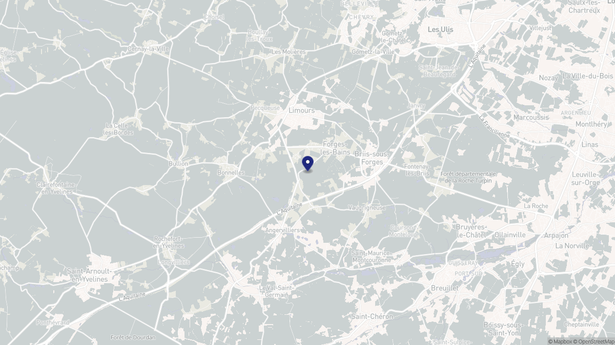 Aperçu cartographique de Forges-les-Bains, centré sur la commune